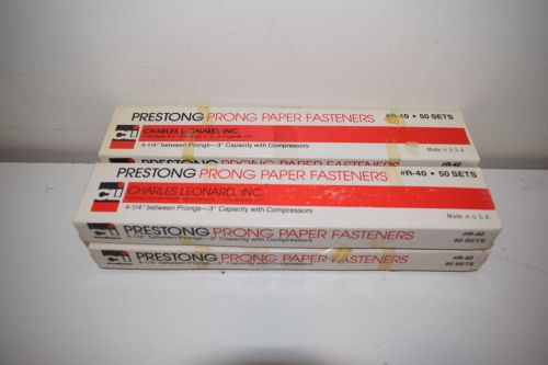 Prestong Prong Paper Fasteners #R-40  4 1/4&#034; between 3&#034; capacity 4 boxes  of 50