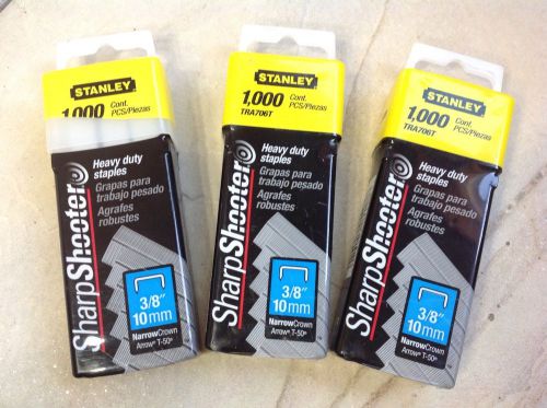 Lot of 3 stanley sharpshooter 3/8&#034; 10mm t-50 heavy duty staples tra706t 3000 pc. for sale
