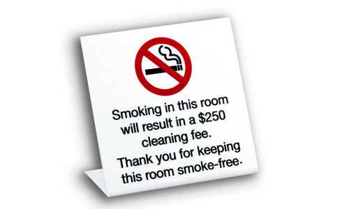 No Smoking In Room Signs w/fee, Plastic, 10 Pack, Free Shipping