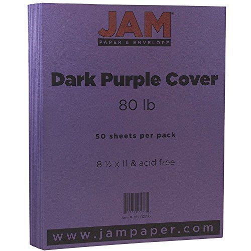 JAM Paper® 8 1/2 x 11 Cardstock - 80 lb Dark Purple Cover - 50 sheets per pack