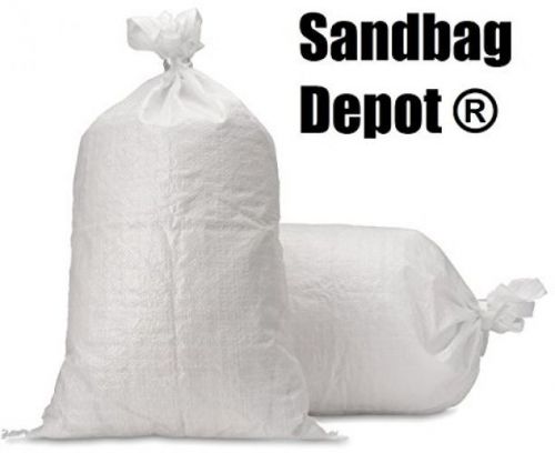 Sand Bags - Empty White Woven Polypropylene Sandbags W/ Ties, W/ UV Protection;