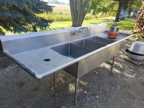 Restaurant sink stainless steel 3 wash station w/ garbage disposal for sale