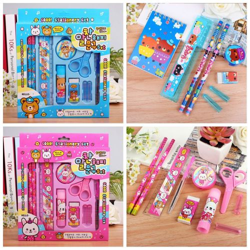 1 Pack 10pcs Students Ruler Pencil Eraser Rubber Stationery Sets Kid Gift Toy