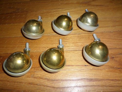 VINTAGE SHEPHERD FURNITURE CASTERS LOT OF 6 BRASS 1970s 2 1/2&#034; free shipping
