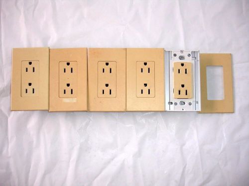 Lot of 5 -lutron receptacle, outlet, 15a, 125v, beige - matte finish us made for sale