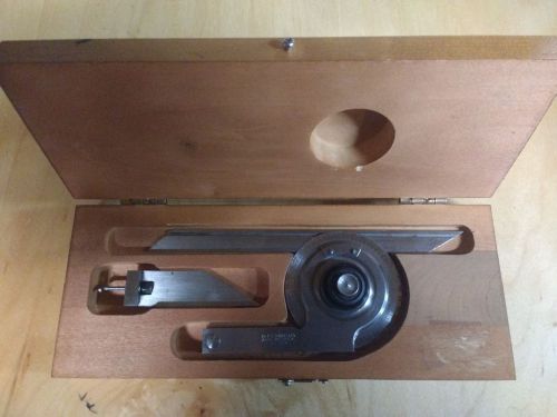 Starrett no. 359 universal bevel protractor in case with 7&#034; blade acute angle for sale