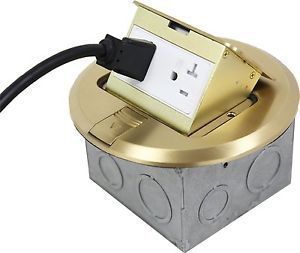 Round brass pop-up decorator duplex 20a twr  receptacle floor box outlet for sale