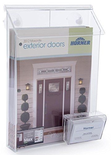 Displays2go outdoor magazine holder for booklets or flyers, with card pocket, for sale