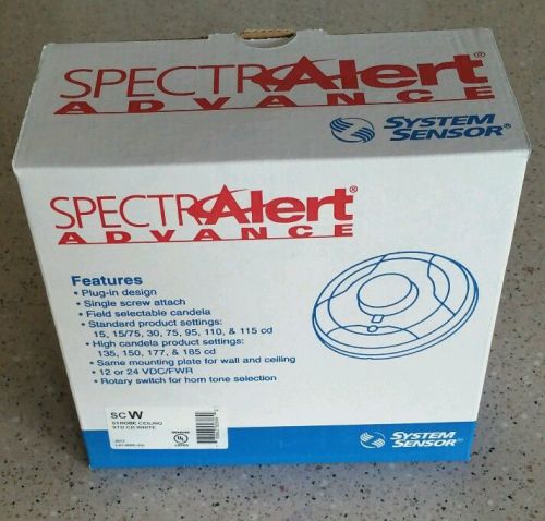 **new in box** system sensor scw ceiling strobe,universal mount included, white for sale