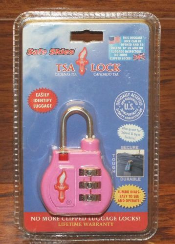 Safe Skies - TSA Secure Tough &amp; Durable Pink Clipped Luggage Lock *BRAND NEW*