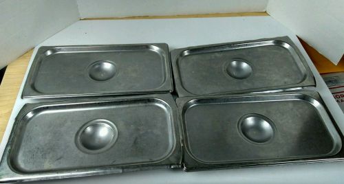 Lot of 4 1/3 Size Stainless Steel Steam Table Hotel Pan Lid Cover  No handle