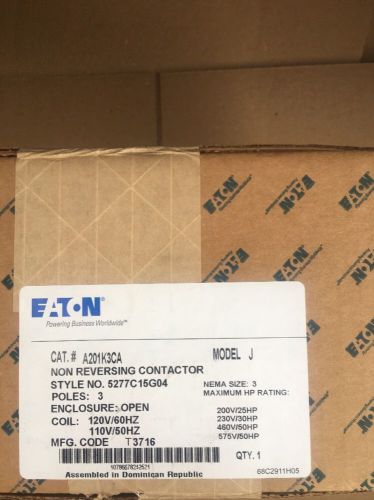A201K3CX NEW IN BOX - Eaton, Size 3 Contactor with 120VAC Coil