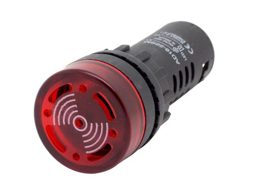 22mm 12V DC Red LED Flashing Buzzer Pilot Panel Indicator Light