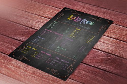 LuLaRoe Customize Price Chart - LAMINATED