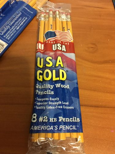 U.S.A. Gold Quality Wood Pencils 8 #2 Pencils in each package
