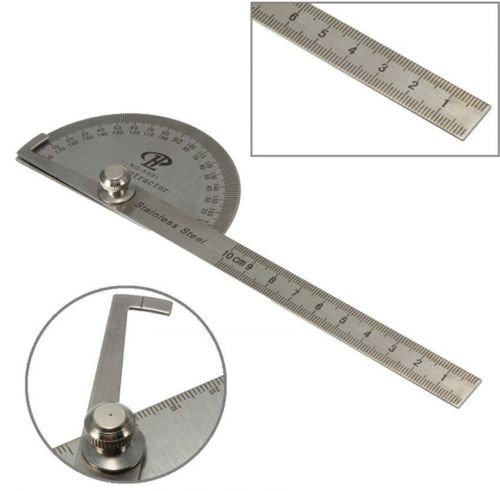 Stainless Steel 180 degree Protractor Angle Arm Rotary Measuring Ruler