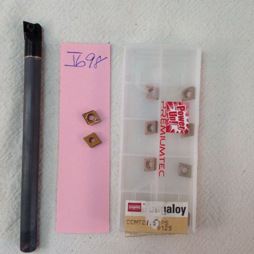 NEW 5/16&#034; SOLID CARBIDE BORING BAR C05-SCLCR-2 W/ 10 TUNGALOY 21.51 INSERTS J698