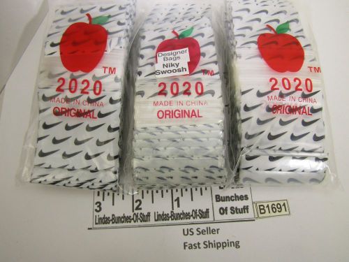 3 bags of 100 2m 2&#034;x2&#034; plastic zip seal 3 nike swoosh or checkmark all new b1691 for sale