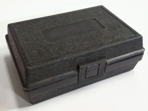 BLACK PLASTIC HINGED BOX W/ LOCKING LATCH SIZE SMALL 8&#034; X 5.5&#034; X 3&#034; HARD SHELL