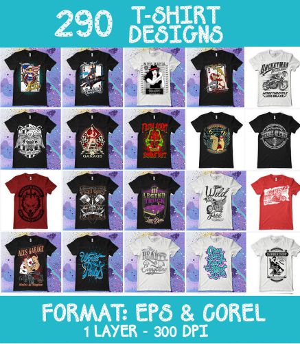 290 VECTORS CLIPART-T-SHIRT SCREEN PRINTING DESIGNS -EPS &amp; CDR