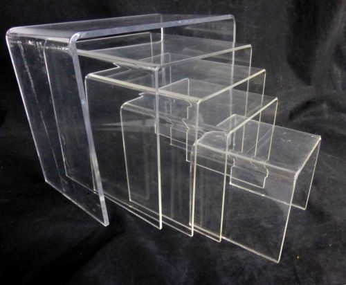 Lot of 5 clear square acrylic  4, 5, 6, 7, 8&#034; display risers stands - box c for sale