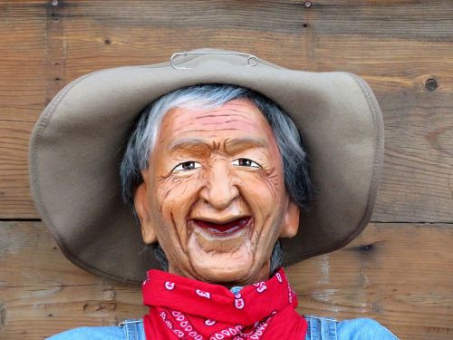 LIFE SIZE POSEABLE OLD WESTERN MINER COWBOY MANNEQUIN, DUMMY STATUE PROP