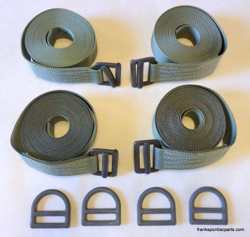 Set (4) 18&#039; New Military Aerial Cargo Sling Tie Down Straps w/ D-Ring Lift Hooks