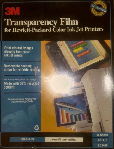 NEW 3M CG3460 Transparency Film  8.5 x 11&#034; 50 Pages for HP Color Ink Jet Printer