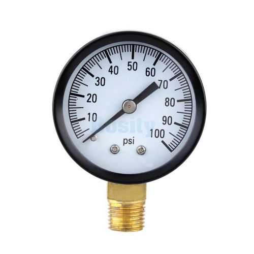 Round Dial Pressure Gauge Manometer Gage for Water Air Oil Black 0-100psi