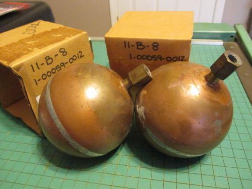 Two 4 inch dia. copper float balls - 1/4-20 with npt adapters t081-00059-0012-0 for sale