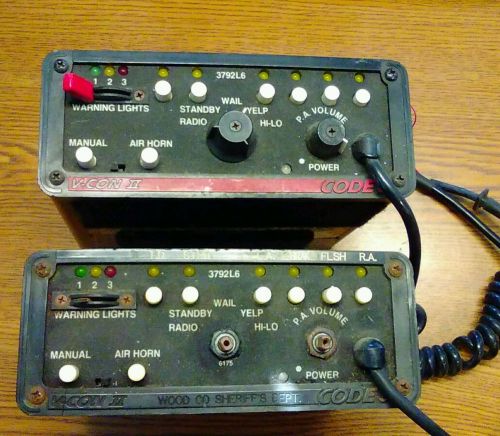 Lot of 2 code 3 v-con ii 2 siren pa amp as-is parts for sale