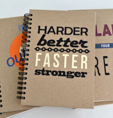 Handmade Notebook Paper Cardboard Multicolor Harder Better Faster Stronger
