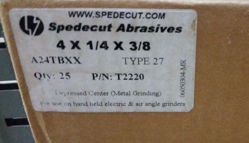 4&#034;x1/4&#034;x3/8&#034; (25 pack) spedecut abrasives grinding wheels p/n t2220 ta30pbxx t27 for sale
