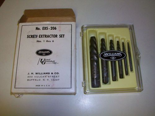Vintage~Williams~Screw Extractor Set~#EXS-206~Sizes 1-6~Has Case &amp; original box~