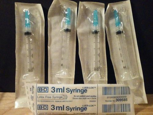 BD 3ML Syringe #309585 Luer Lock Tip Qty: 5 single Sealed New