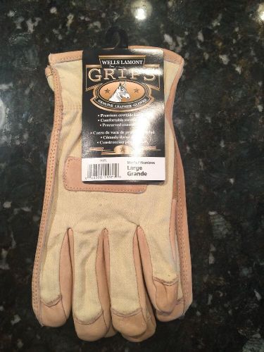 Wells Lamont Grips Genuine Leather Gloves Premium Cowhide Leather Men&#039;s Sz Large