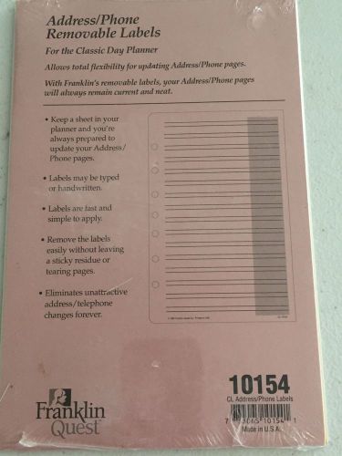 Franklin Covey Removeable Phone/Address Labels - Sealed Package