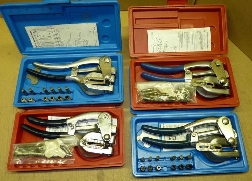 LOT of 4 - Hand Punch Kits: 15pcs; Tool + 7 Punches &amp; 7 Dies