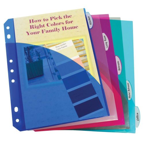 C-Line Mini Size 5-Tab Poly Index Dividers with Pockets for 5.5 x 8.5 6 x 9 a...