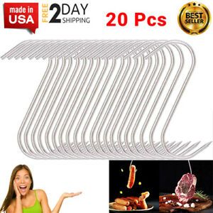 20 Pcs Meat Hooks Stainless Steel Butcher Hooks Meat Processing High Quality