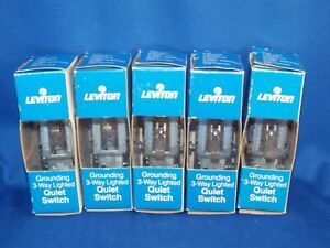 Lot of 5 Leviton 1463-LHC Lighted Grounding 3-Way Quiet Switch
