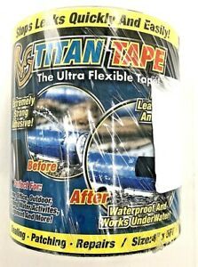 Titan Tape Rubberized Waterproof Ultra Flexible Tape 4&#034; x 5ft Black