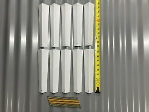 10 Smooth White Siding Corners 5/8&#034; x 9-1/2&#034;  Aluminum for Lap Siding w/ Nails