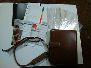 Franklin Covey Brown Full Grain Leather Classic Binder Day Planner 2 compartment