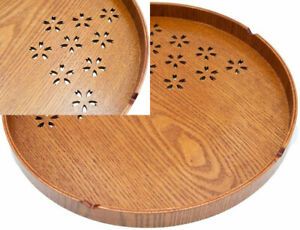 Japanese Style Cherry Pattern Tea Tray Brown