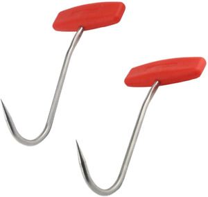 TinaWood 2PCS Meat Hooks for Butchering,T Shaped Boning Hooks with Handle 6 Inch