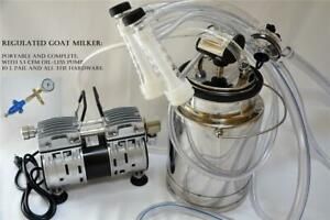 Complete Goat Bucket Milker OIL-LESS Vacuum Pump Pulsator +Claw +Cluster+ Hoses
