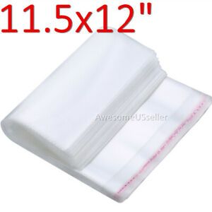 11.5x12&#034; 100 Bags Baggie Clear Resealable Storage Gift TShirt Self Seal Plastic