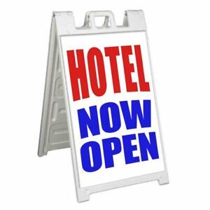 HOTEL NOW OPEN Signicade 24x36 Aframe Sidewalk Sign Banner Decal ACCOMMODATION