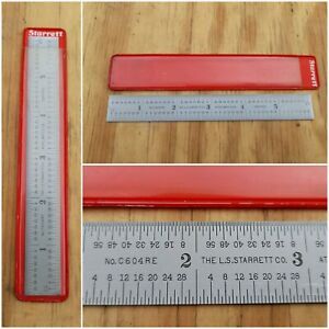 VINTAGE LS STARRETT 6&#034; POCKET RULE C 604RE 6&#034;  w/ Vinyl Sleeve FREE SHIPPING